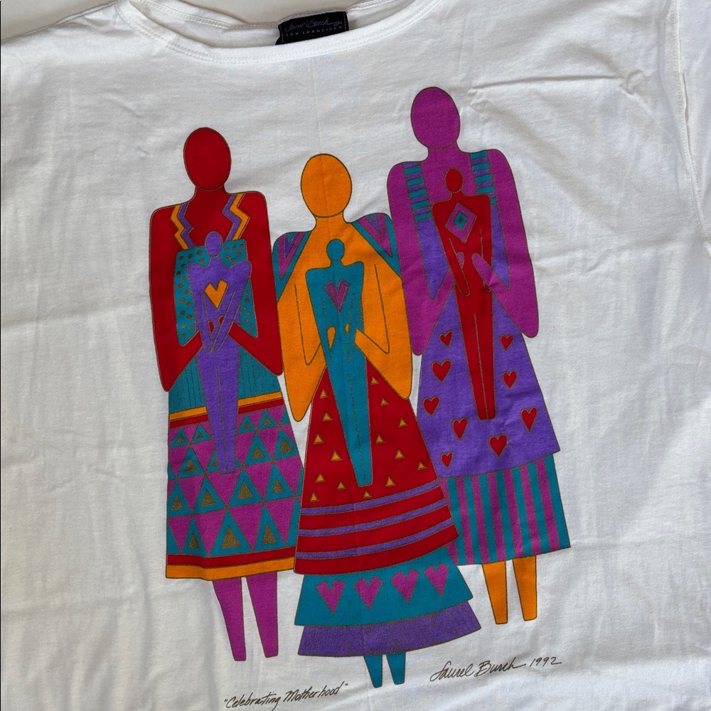 Vintage 1992 Laurel Burch Celebrating Motherhood Long Tshirt Swim Women’s OS NEW